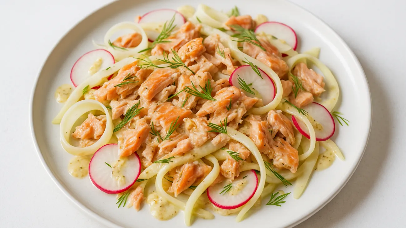 Forelle, Kohlrabi-Salat, Radieschen"